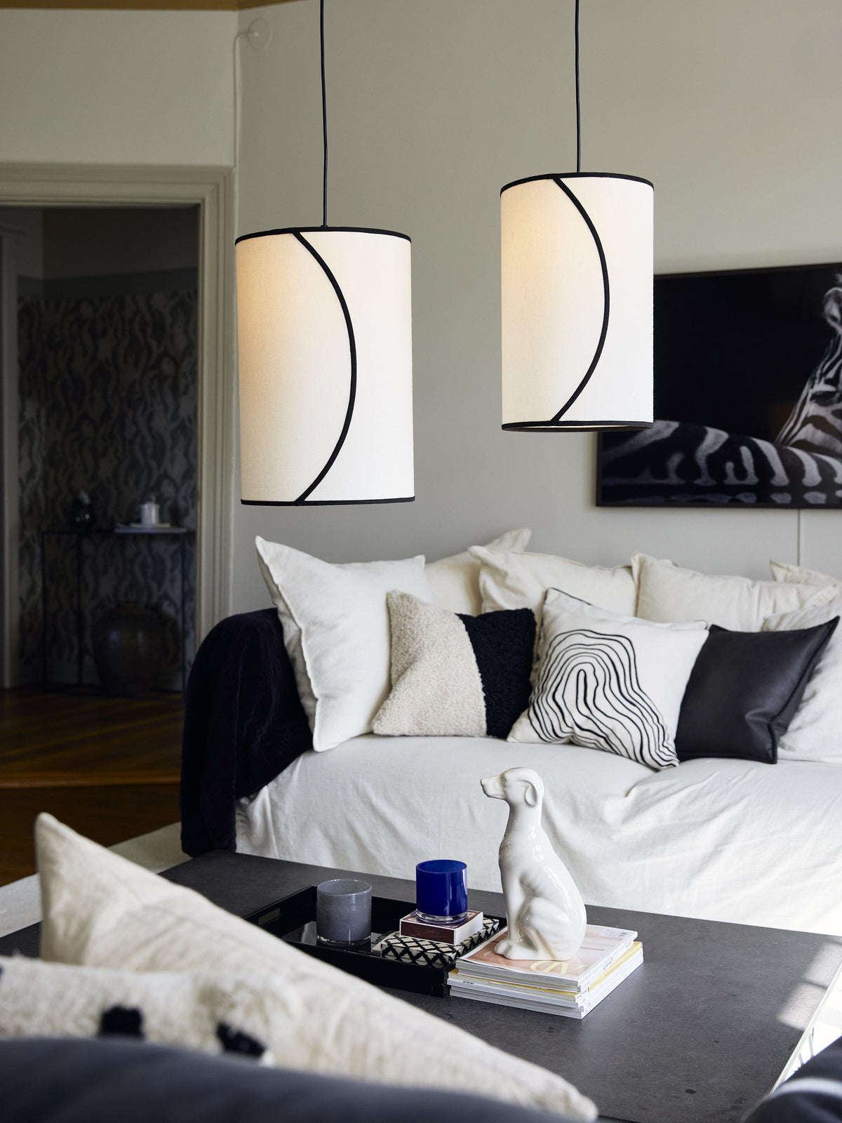 Anibe Lifestyle - Ava - Lampskärm Offwhite/Svart 25cm