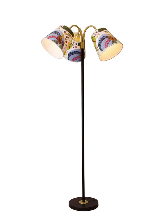 Anibe Lifestyle - Amy - Golvlampa Flex 3 Svart/Mässing med Cia Frank skärm 150cm