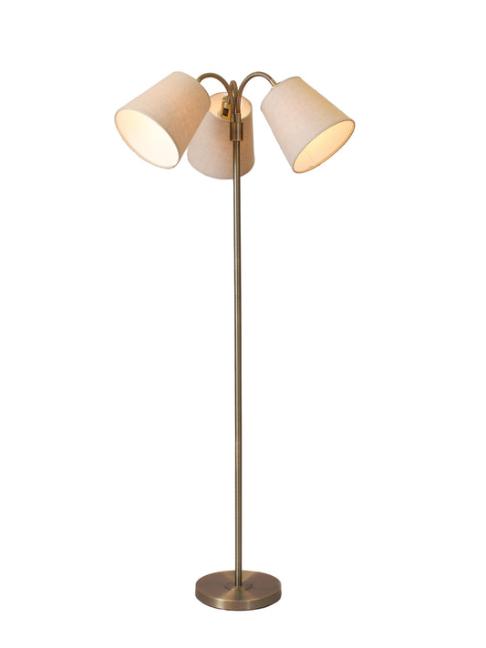 Anibe Lifestyle - Amy - Golvlampa Flex 3 Antikmässing med Cia Lin Natur skärm 150cm
