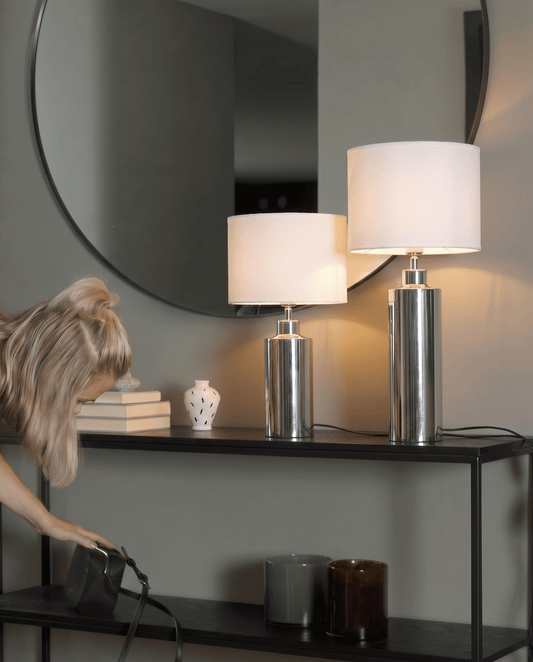 Anibe Lifestyle - Solo Bordslampa Krom Vit Skärm IP20 46cm