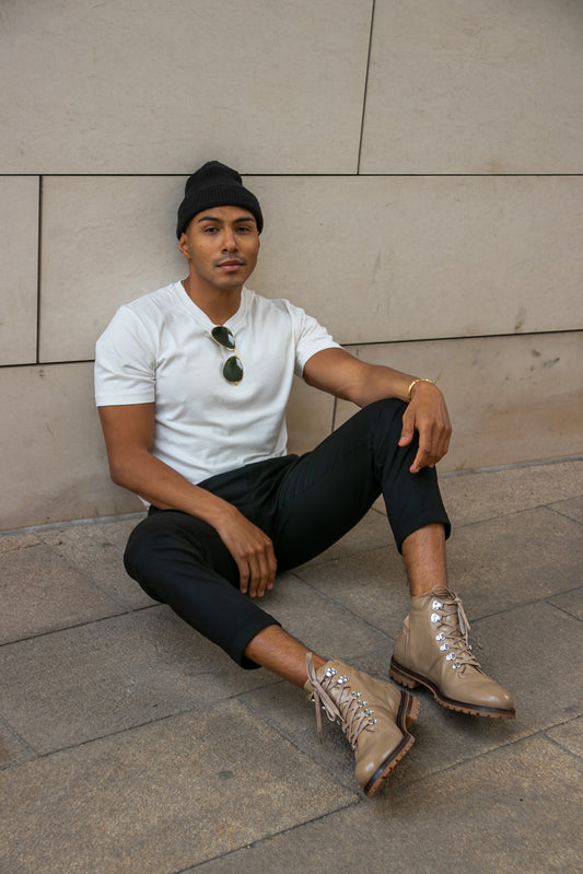 Anibe Lifestyle - Desert Boot i crémefärgat Oxfordläder
