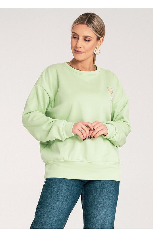Anibe Lifestyle - Sweatshirt med brodyr och ribbade manschetter