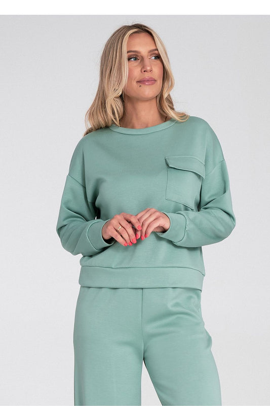 Anibe Lifestyle - Sweatshirt med rund hals och bröstficka