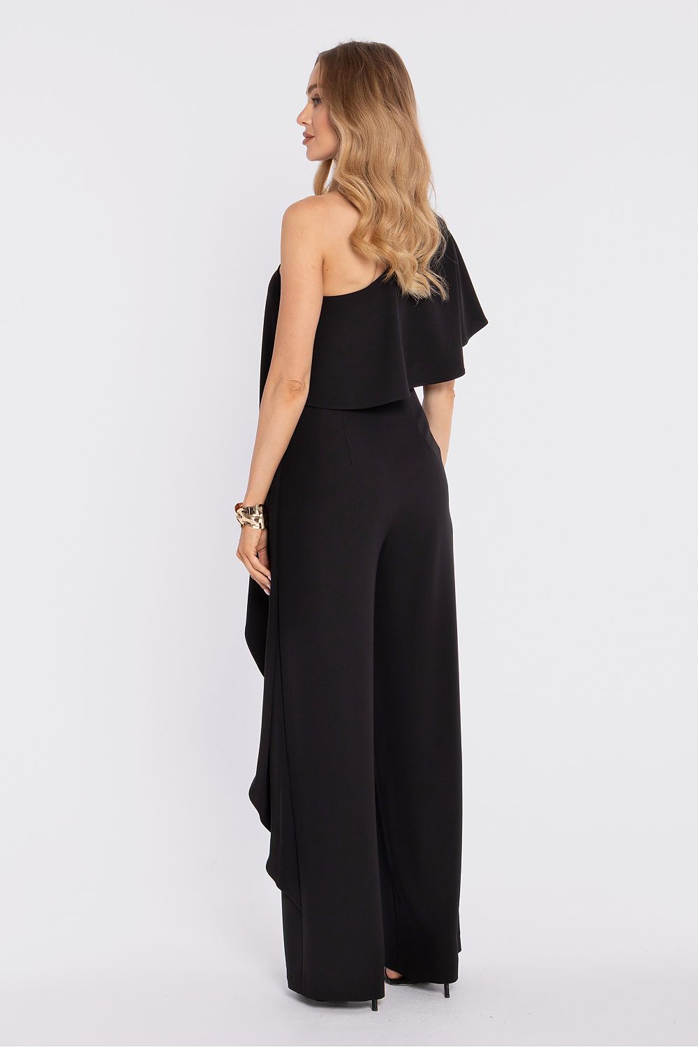 Anibe Lifestyle - Byxdress med asymmetrisk enaxelurringning och cape-överdel