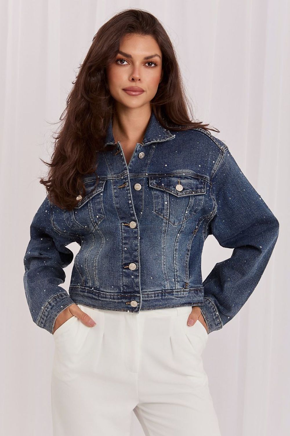 Anibe Lifestyle - Jeansjacka med strassdekoration