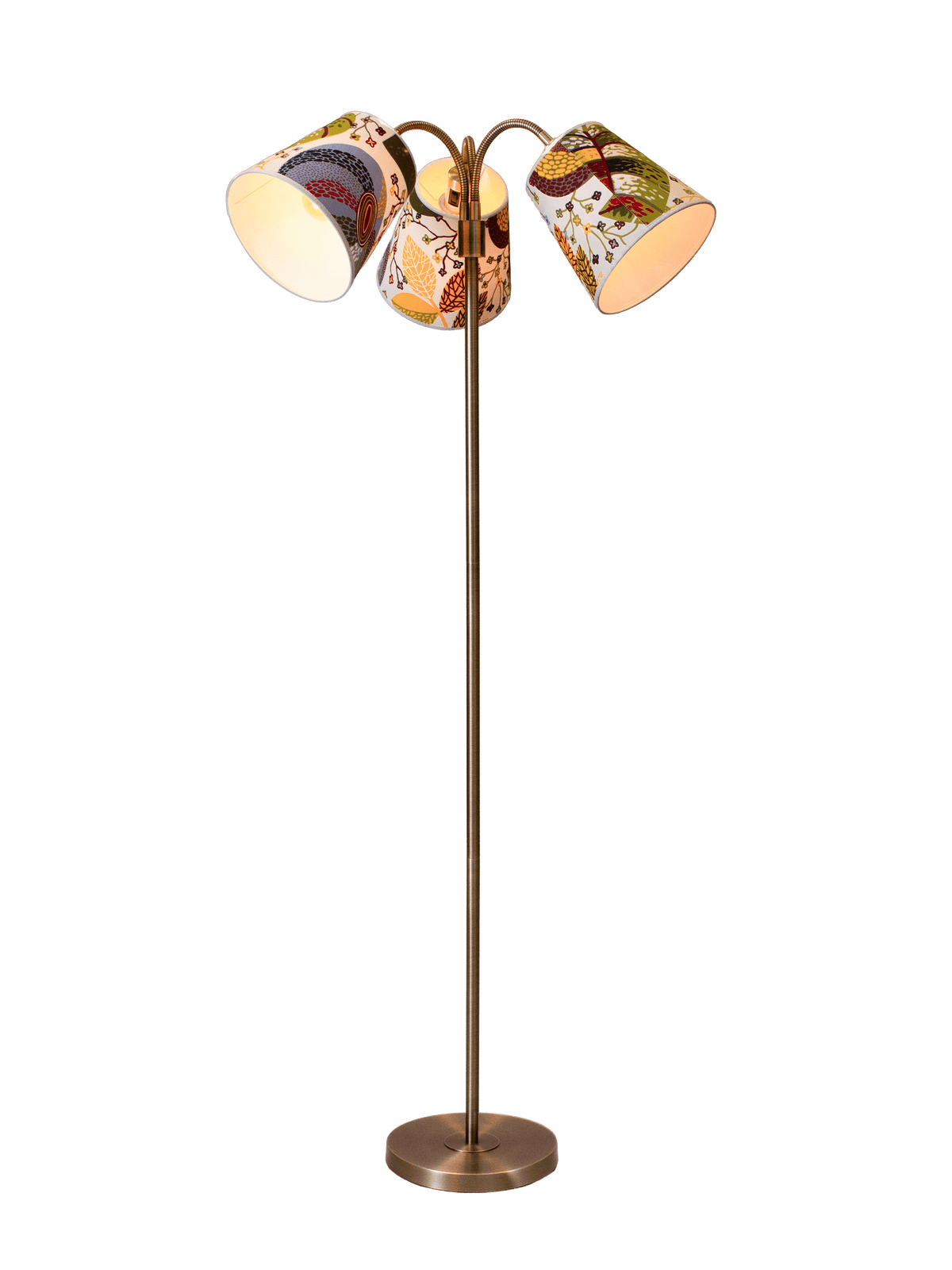 Anibe Lifestyle - Amy - Golvlampa Flex 3 Antikmässing med Cia Frank skärm 150cm