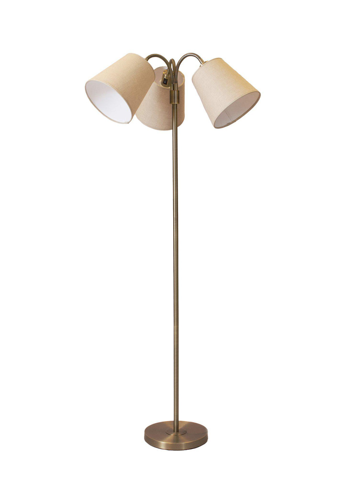Anibe Lifestyle - Amy - Golvlampa Flex 3 Antikmässing med Cia Lin Natur skärm 150cm
