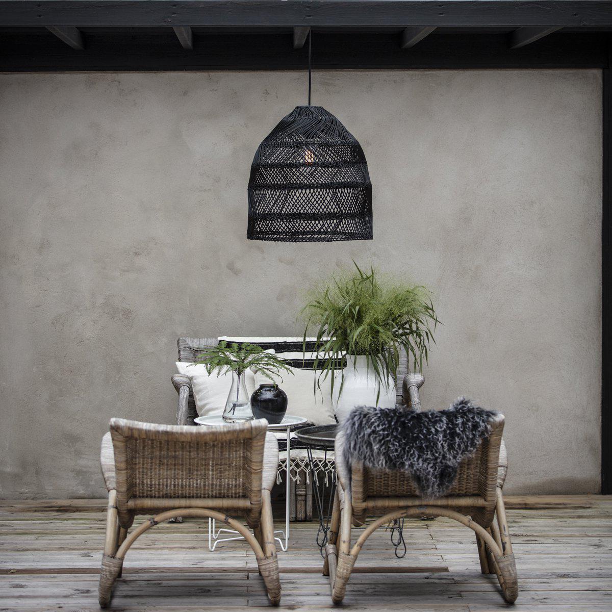 Anibe Lifestyle - Maja - Taklampa Svart Tvinnad Naturrotting IP44 45cm