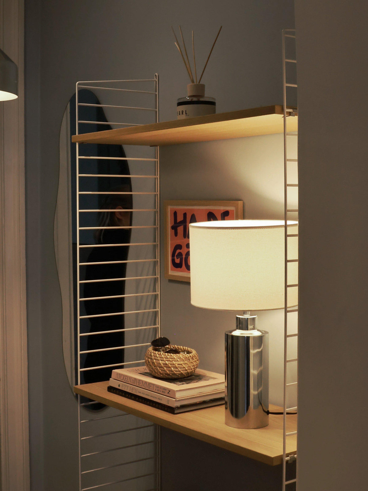 Anibe Lifestyle - Solo Bordslampa Krom Vit Skärm IP20 46cm