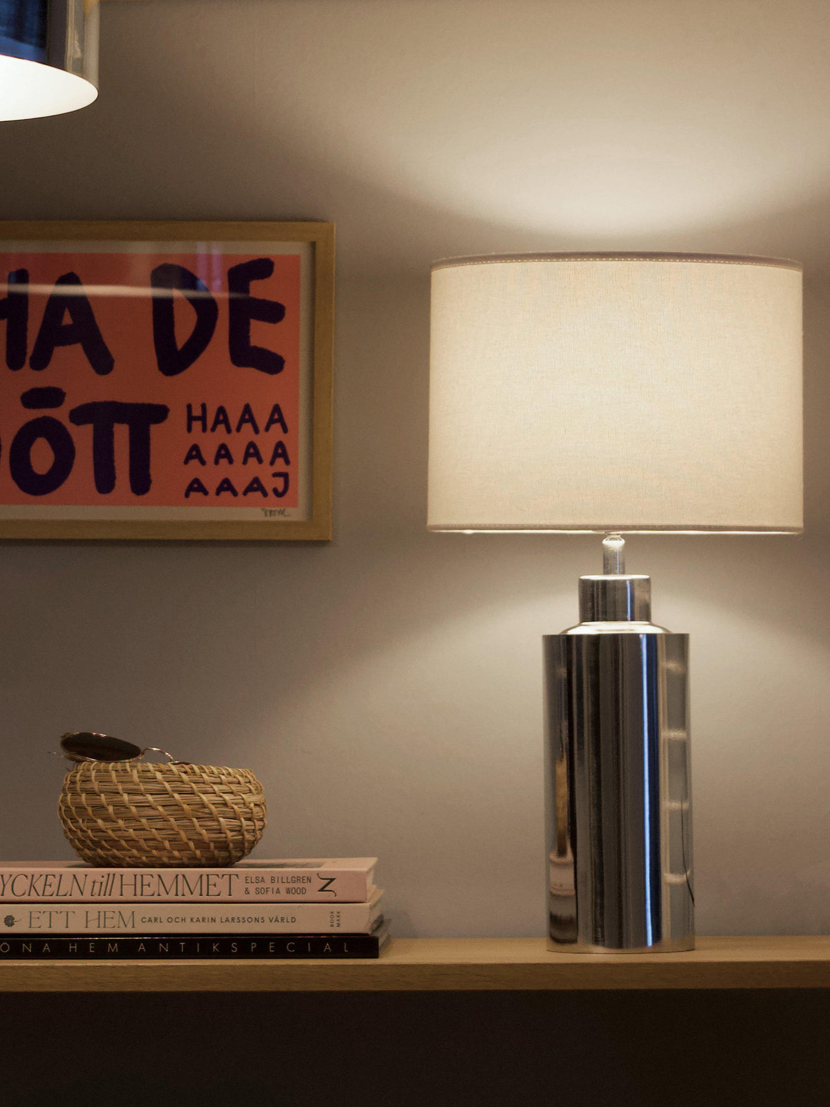Anibe Lifestyle - Solo Bordslampa Krom Vit Skärm IP20 46cm