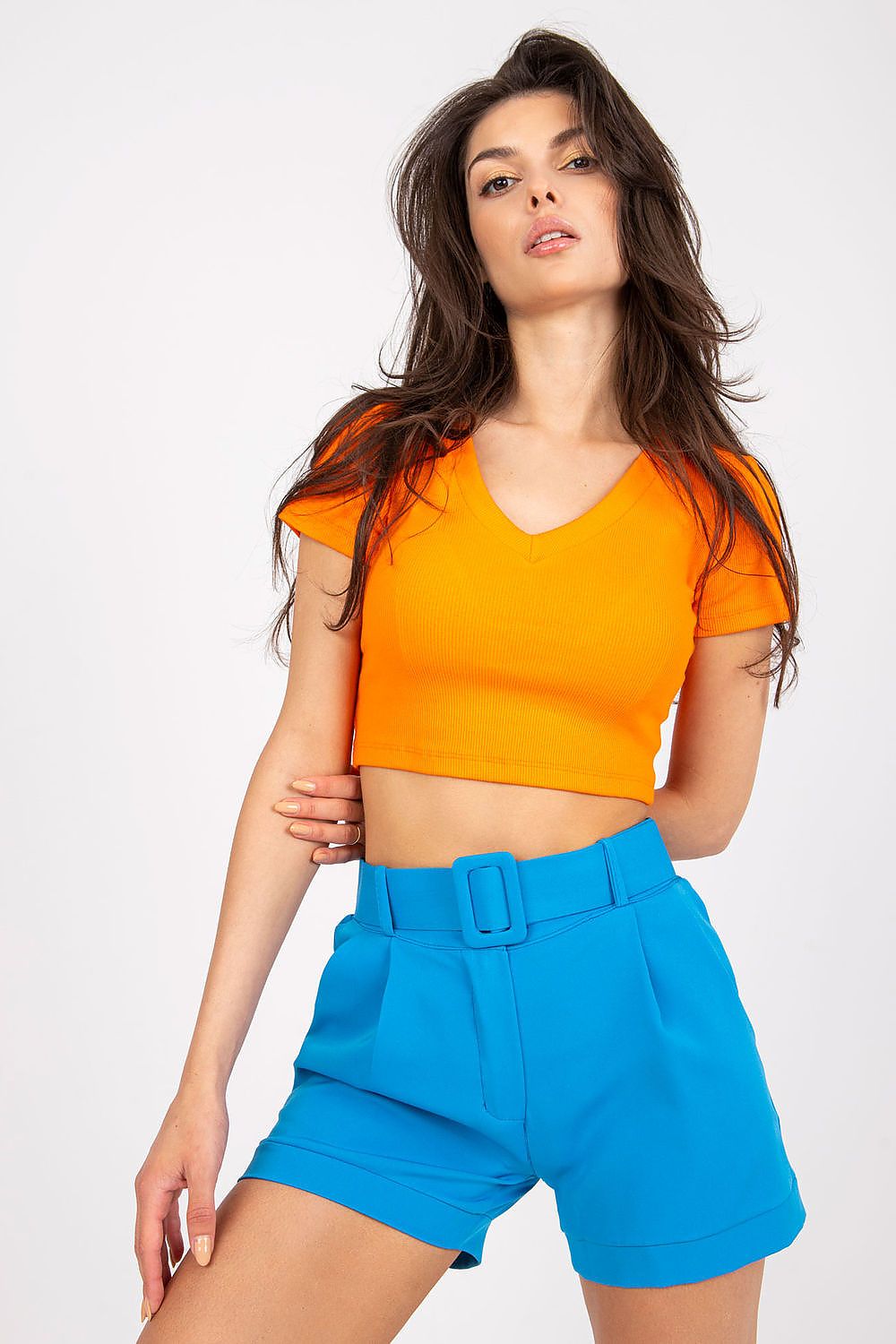 Anibe Lifestyle - Eleganta shorts med skärp och fickor
