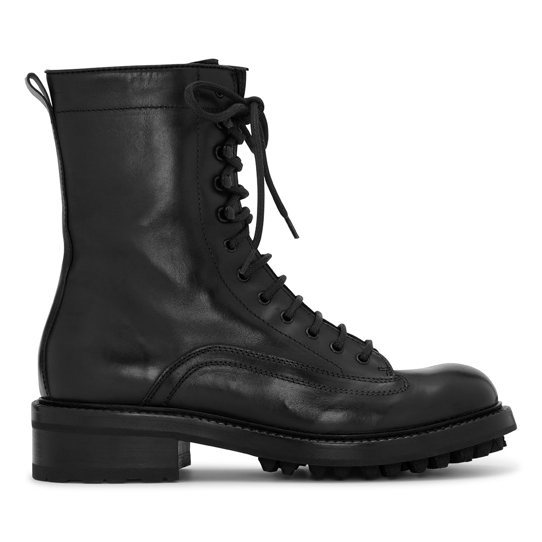 Anibe Lifestyle - Ikoniska unisex-militärkängor i vegetabiliskt garvat Oxfordläder