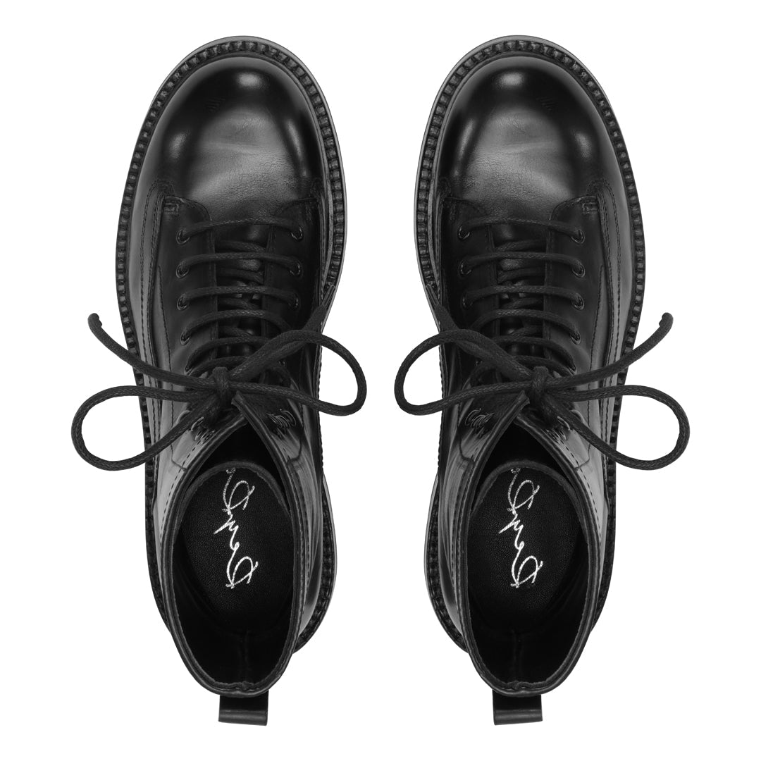 Anibe Lifestyle - Ikoniska unisex-militärkängor i vegetabiliskt garvat Oxfordläder