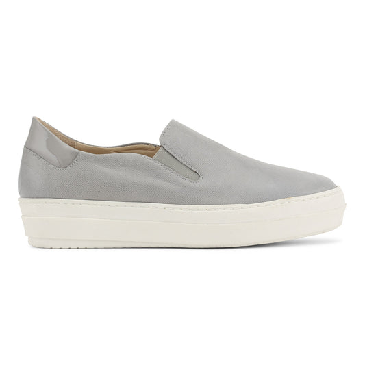 Anibe Lifestyle - Slip-on-sneakers för dam i grått saffianoläder