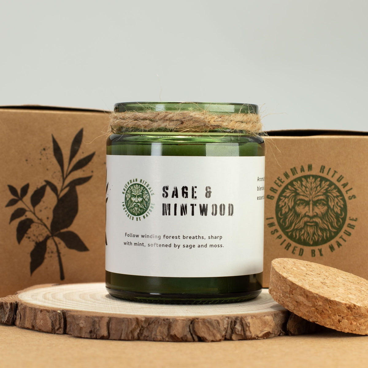 Anibe Lifestyle - Greenman Woodwick Sojavaxljus - Sage & Mintwood