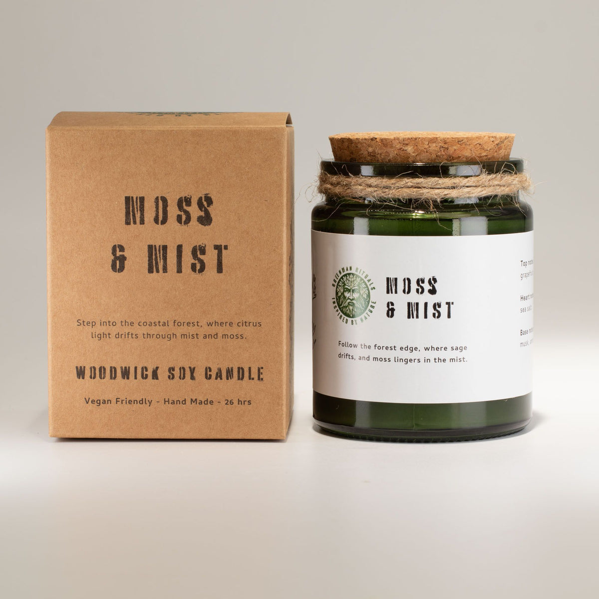 Anibe Lifestyle - Greenman Woodwick Sojavaxljus - Moss & Mist
