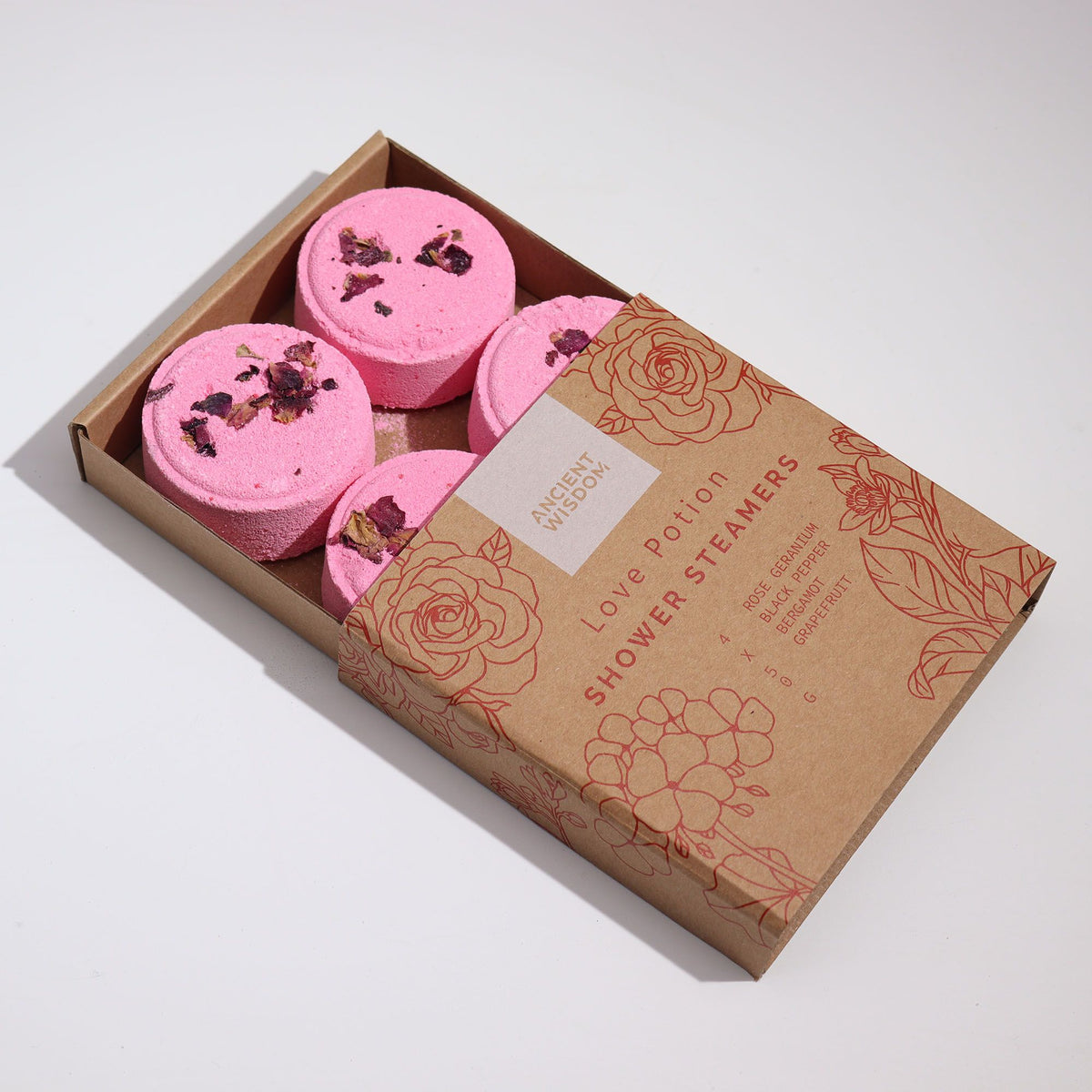 Anibe Lifestyle - 4-pack Zen Duschångare - Therapy Wellness Quartet - Love Potion (Pinky Red)
