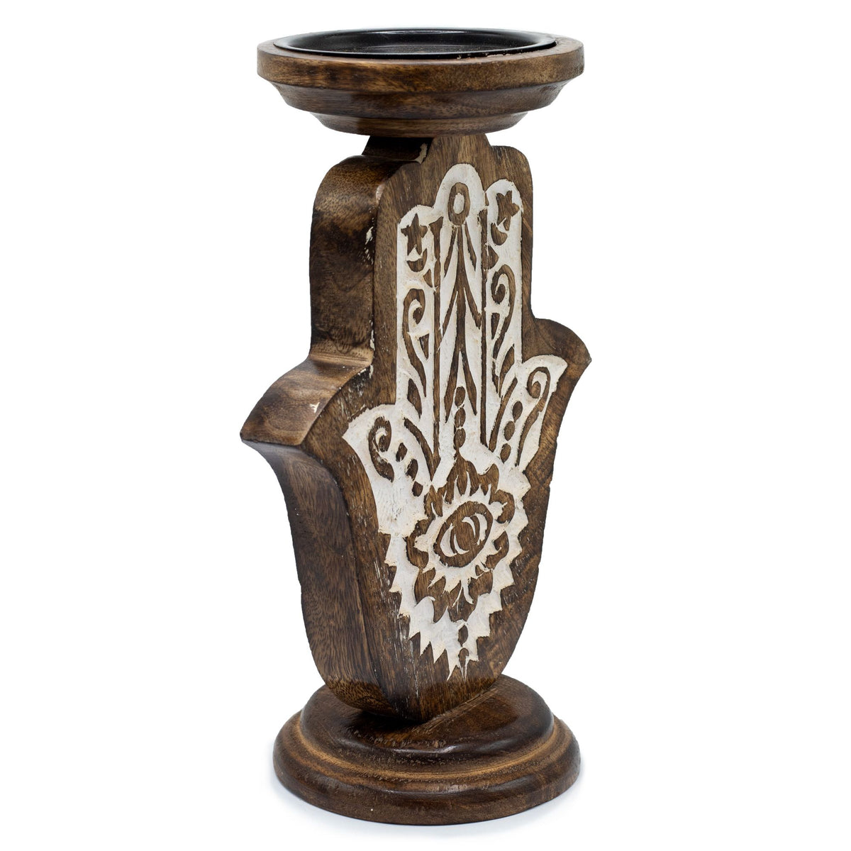 Anibe Lifestyle - Stor Hamsa ljusstake i mangoträ