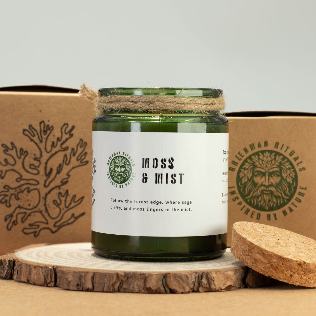 Anibe Lifestyle - Greenman Woodwick Sojavaxljus - Moss & Mist