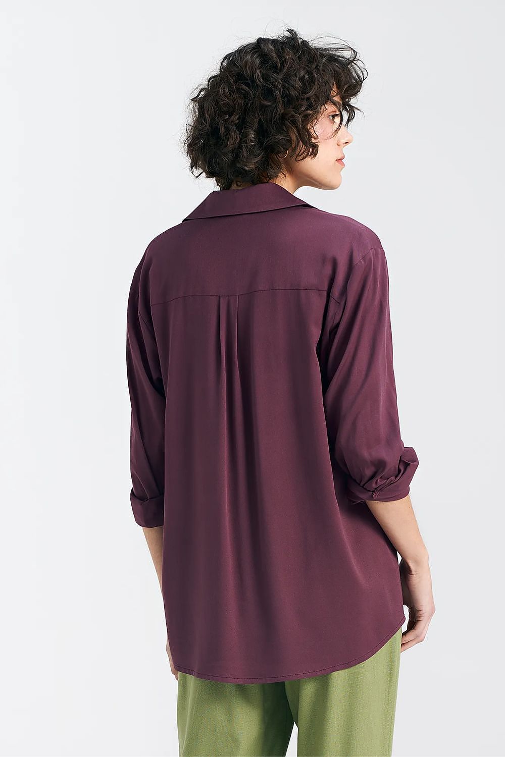 Anibe Lifestyle - Oversized skjortblus i viskos