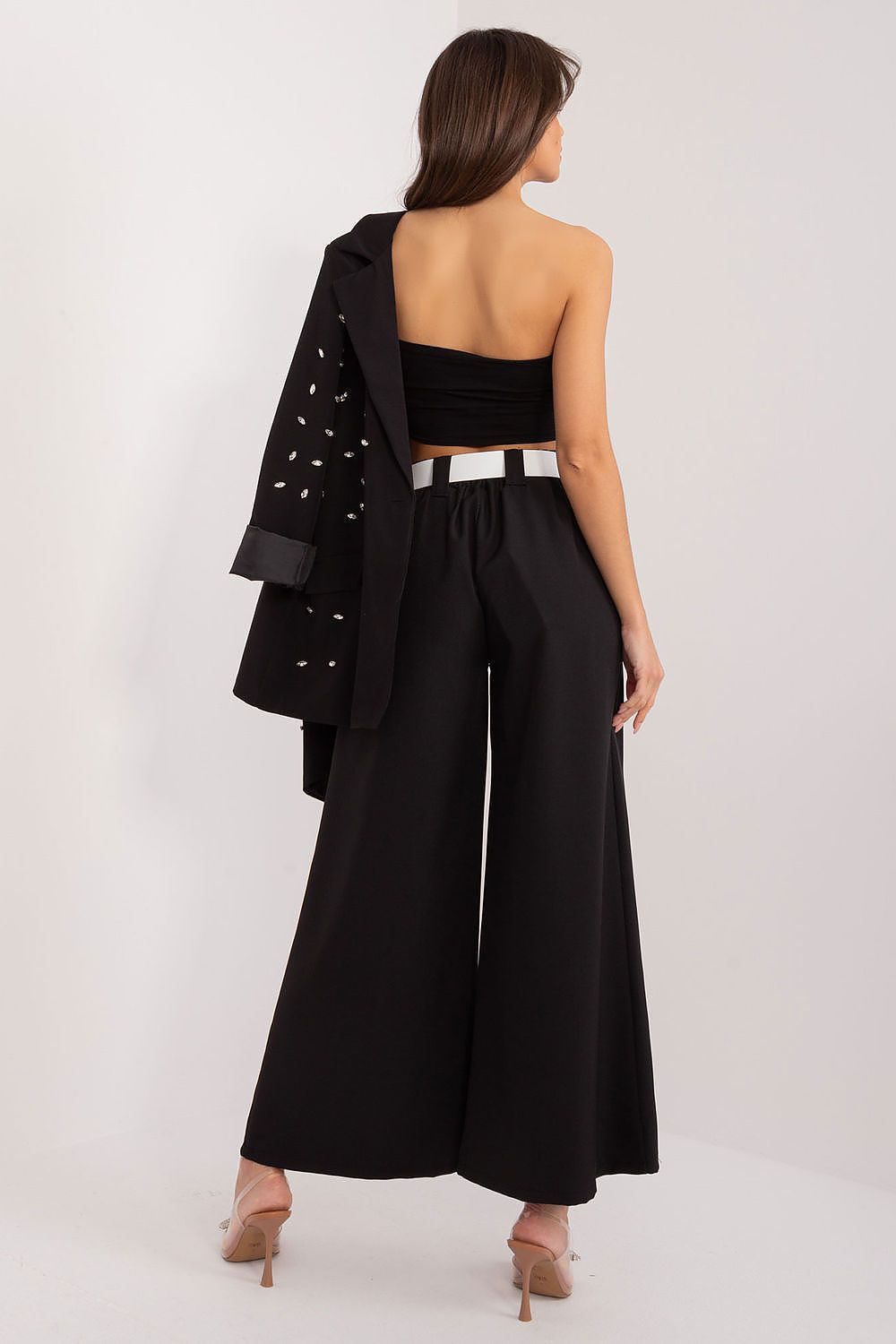 Anibe Lifestyle - Palazzo-byxor med high-waist, resårband och bälte