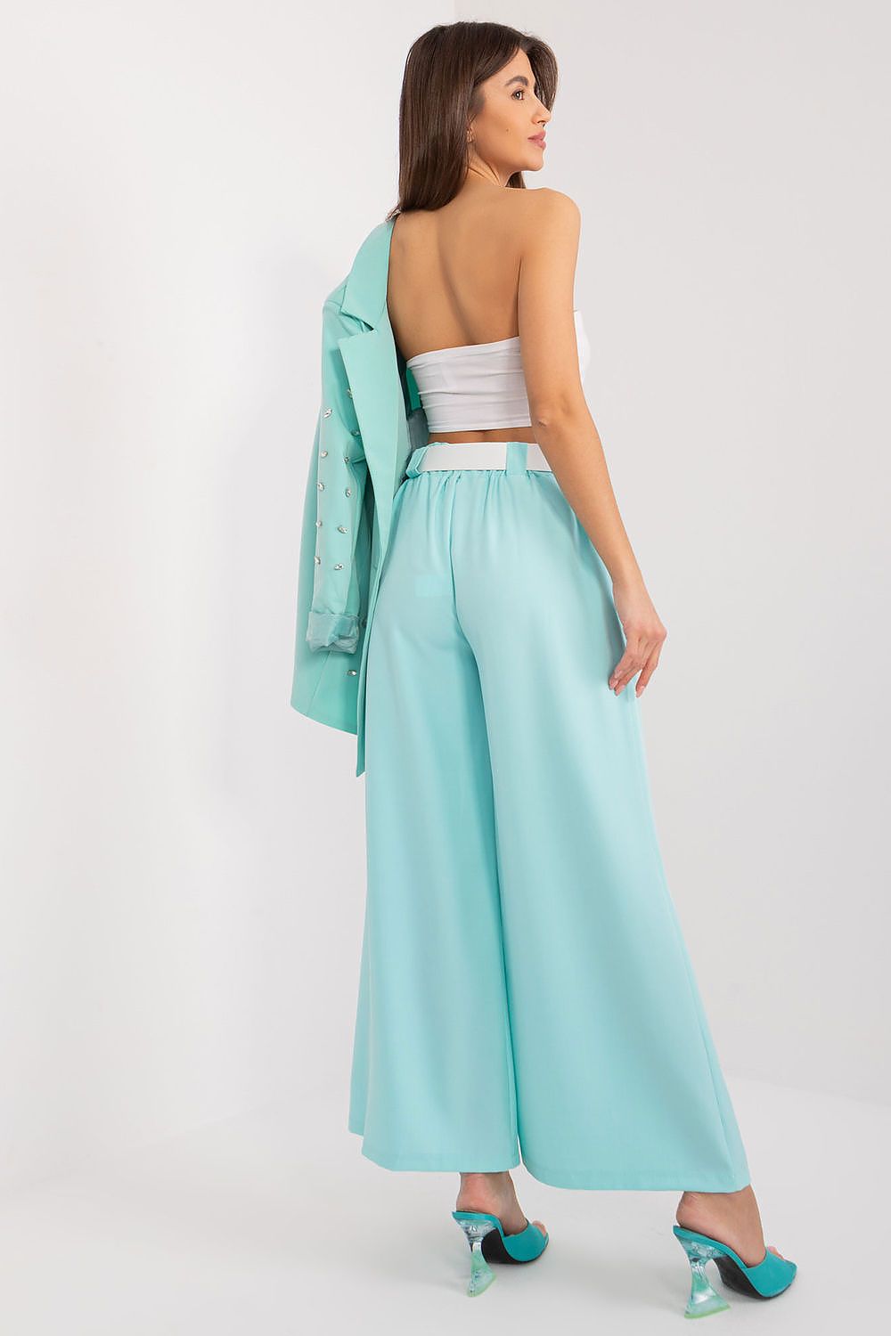 Anibe Lifestyle - Palazzo-byxor med high-waist, resårband och bälte