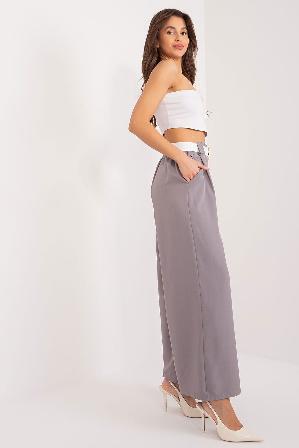 Anibe Lifestyle - Palazzo-byxor med high-waist, resårband och bälte