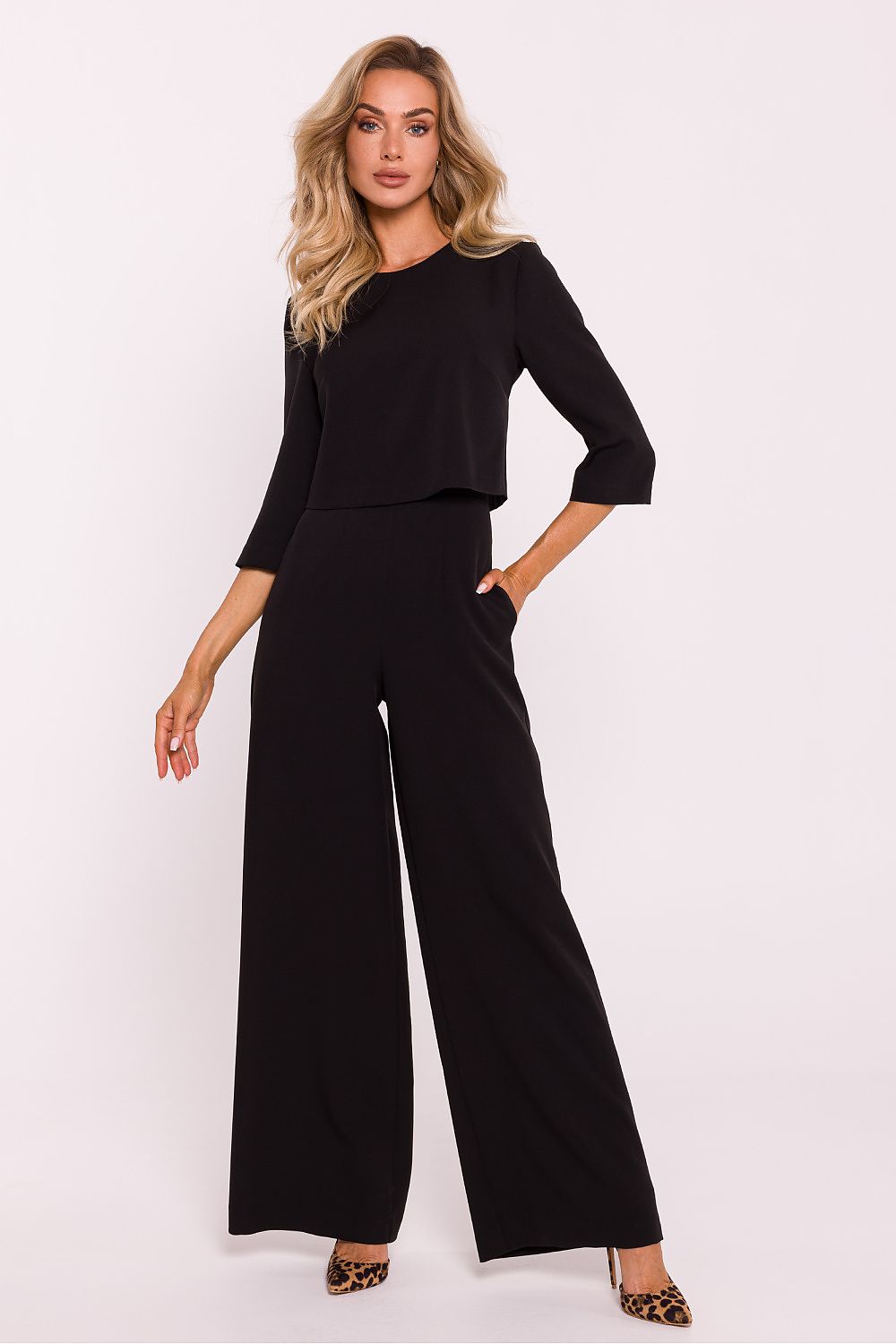 Anibe Lifestyle - Byxdress med vida ben och dubbellagd överdel