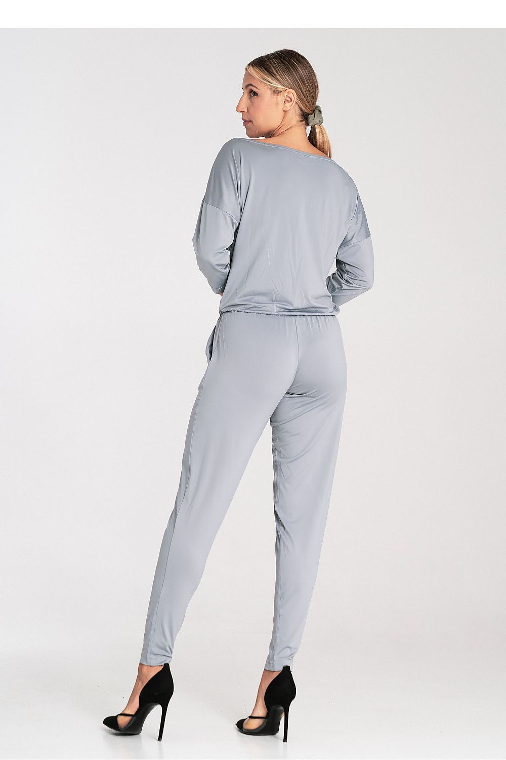 Anibe Lifestyle - Ledig byxdress med trekvartsärmar, avsmalnande ben och båtringning