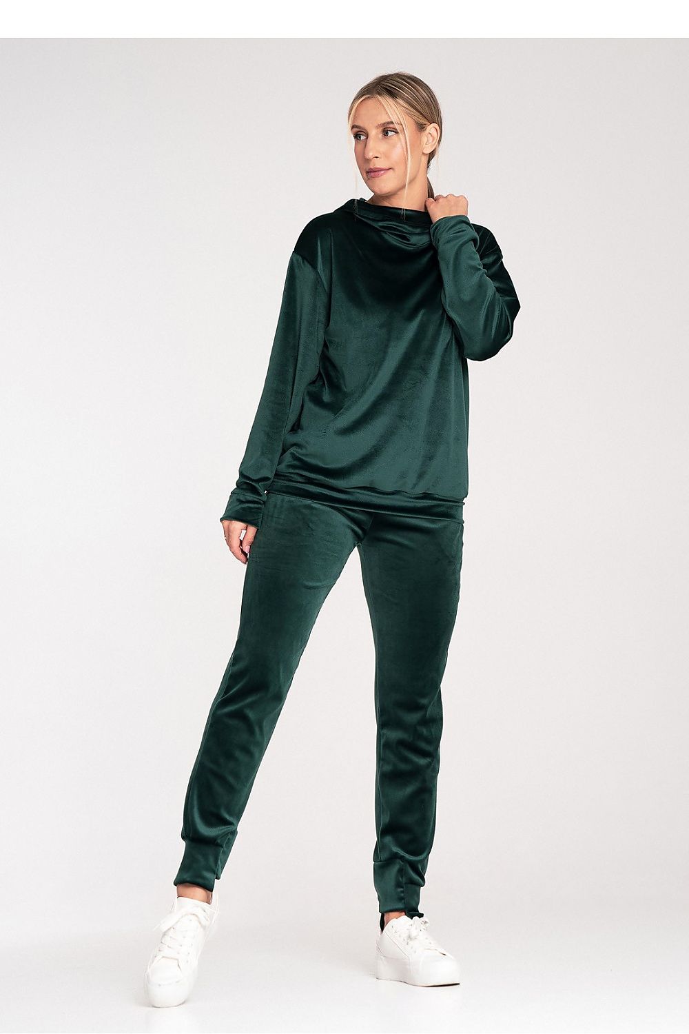 Anibe Lifestyle - Velour-hoodie med luva och mudd