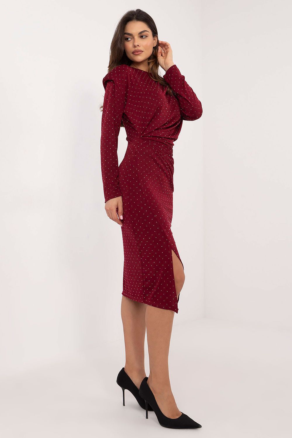 Anibe Lifestyle - Klänning med strass och lång ärm