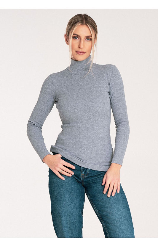 Anibe Lifestyle - Polo med långa ärmar i lätt ribbat bomullsmaterial