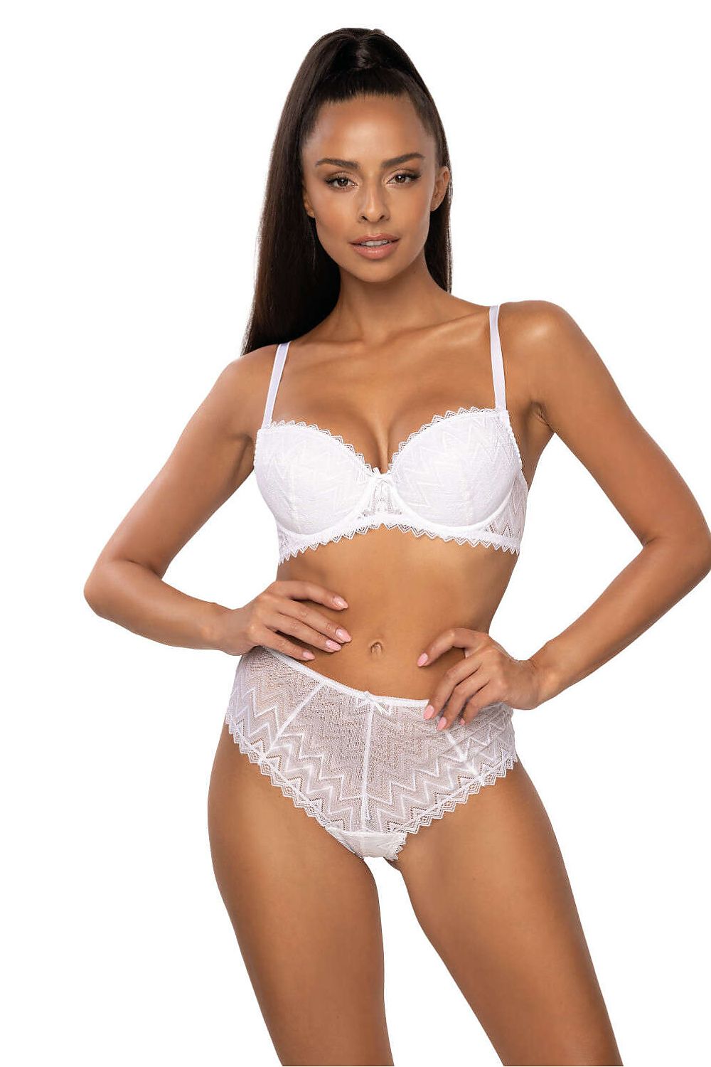 Anibe Lifestyle - Elif - High-waist trosor i spets med tyllbaksida