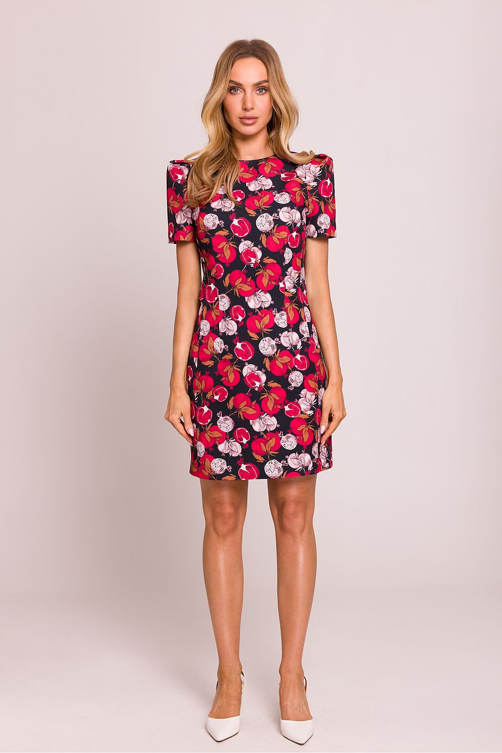 Anibe Lifestyle - Miniklänning med blommönster, puffärmar och markerad midja