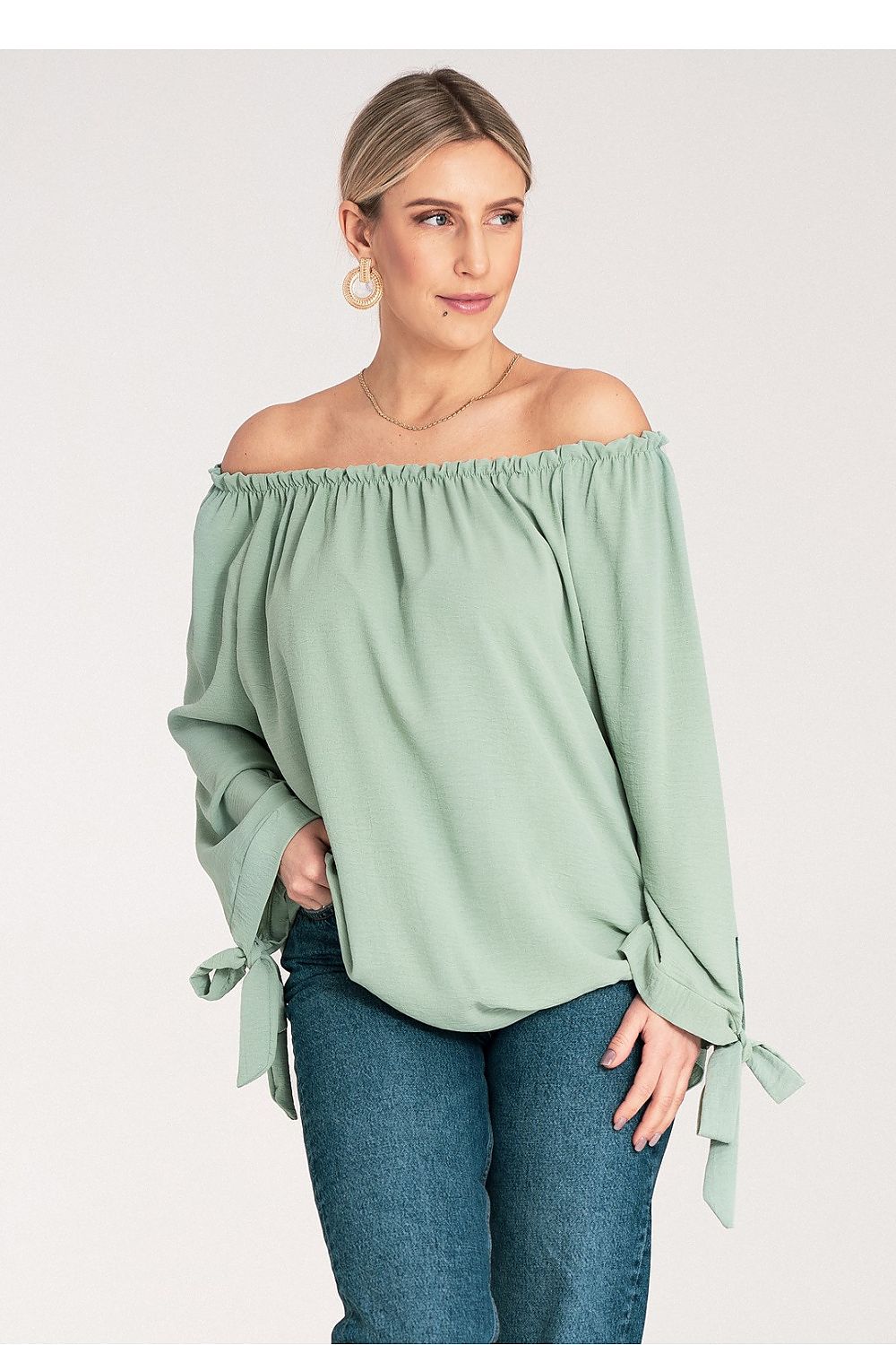 Anibe Lifestyle - Blus i spansk stil med off-shoulder och snörning