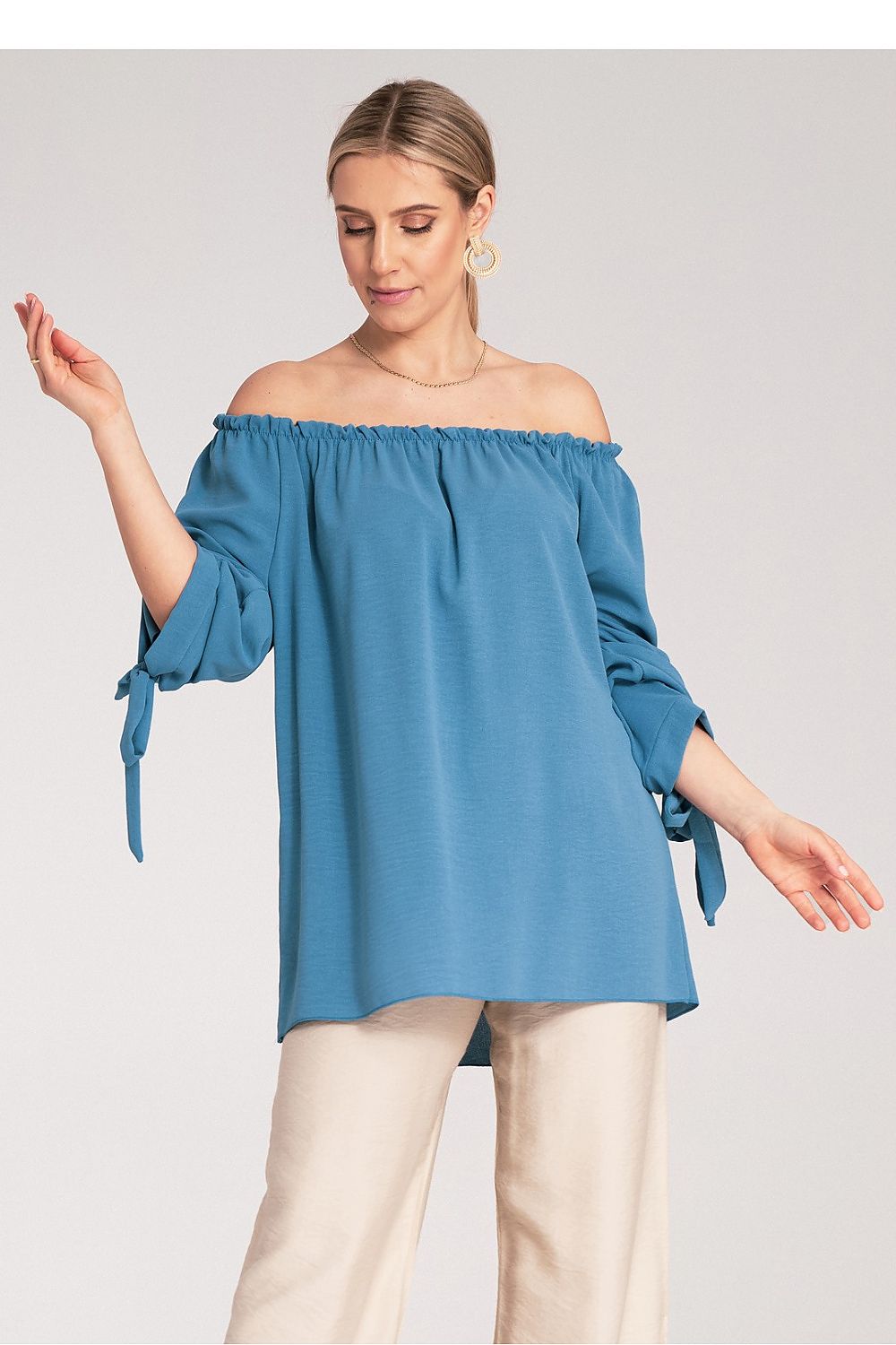 Anibe Lifestyle - Blus i spansk stil med off-shoulder och snörning