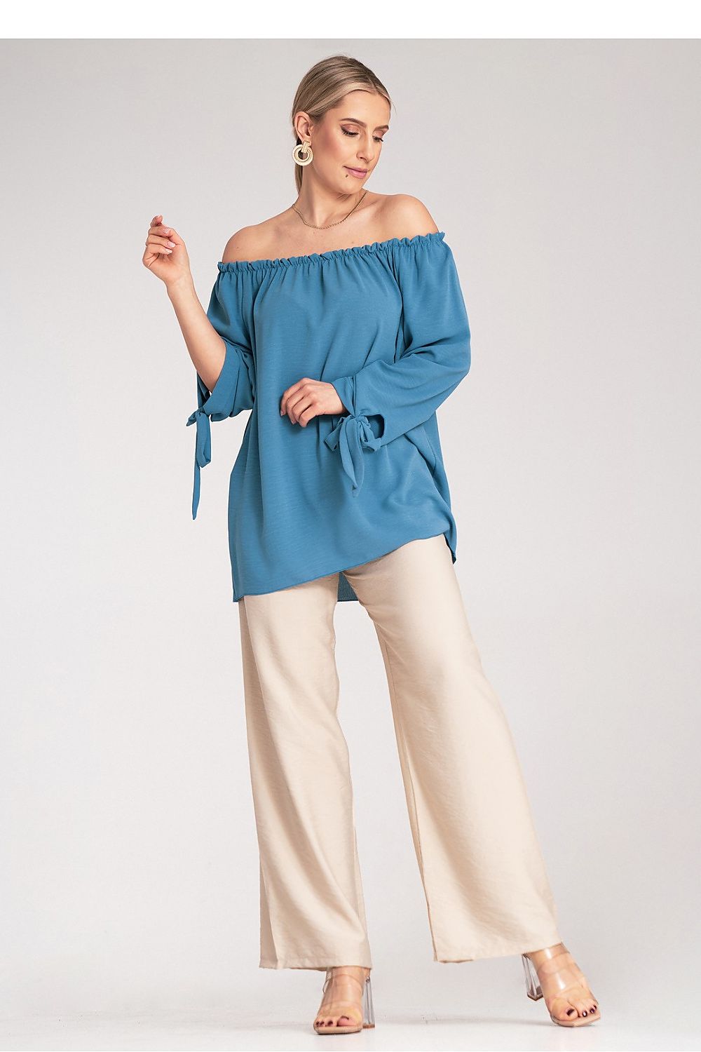 Anibe Lifestyle - Blus i spansk stil med off-shoulder och snörning