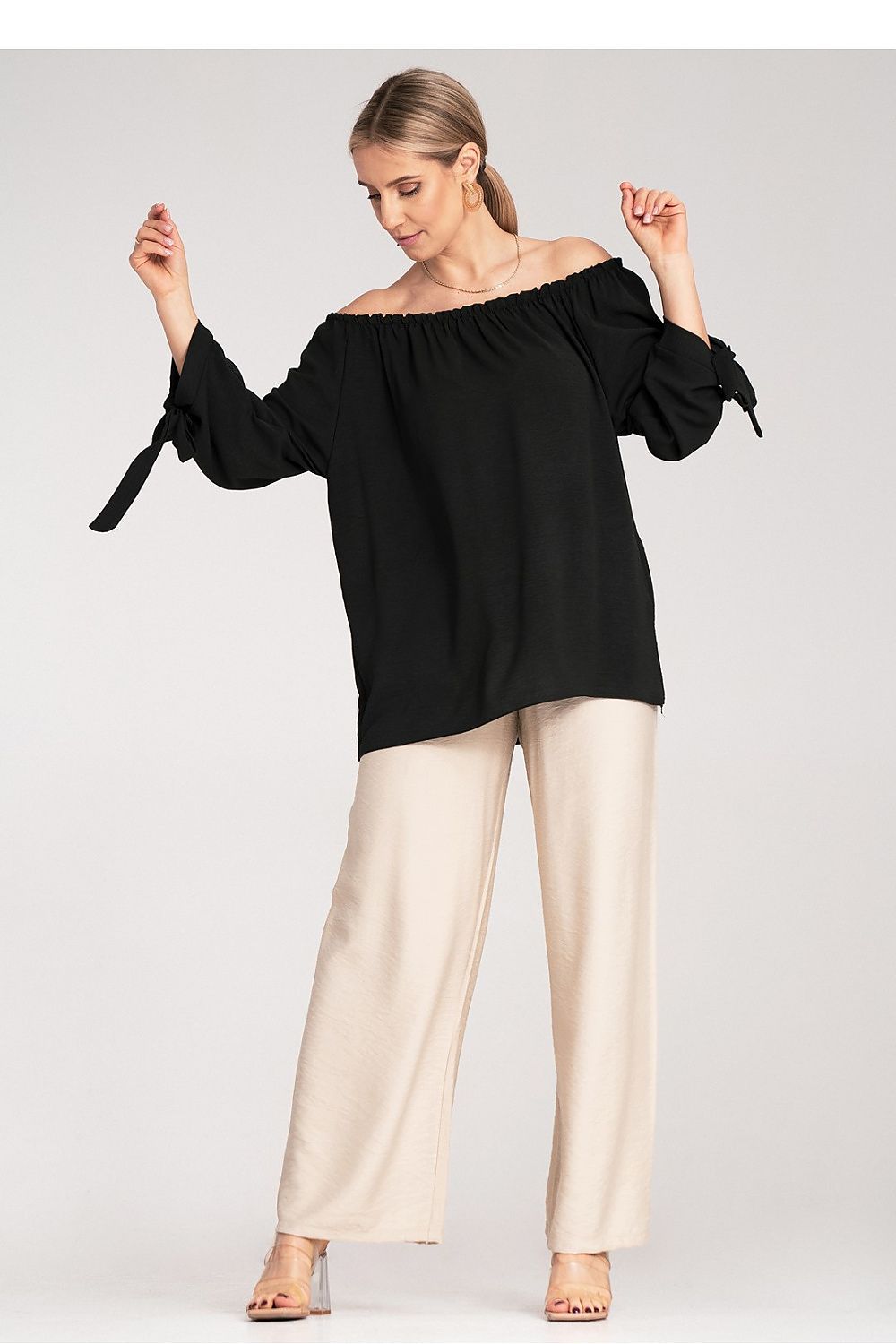 Anibe Lifestyle - Blus i spansk stil med off-shoulder och snörning