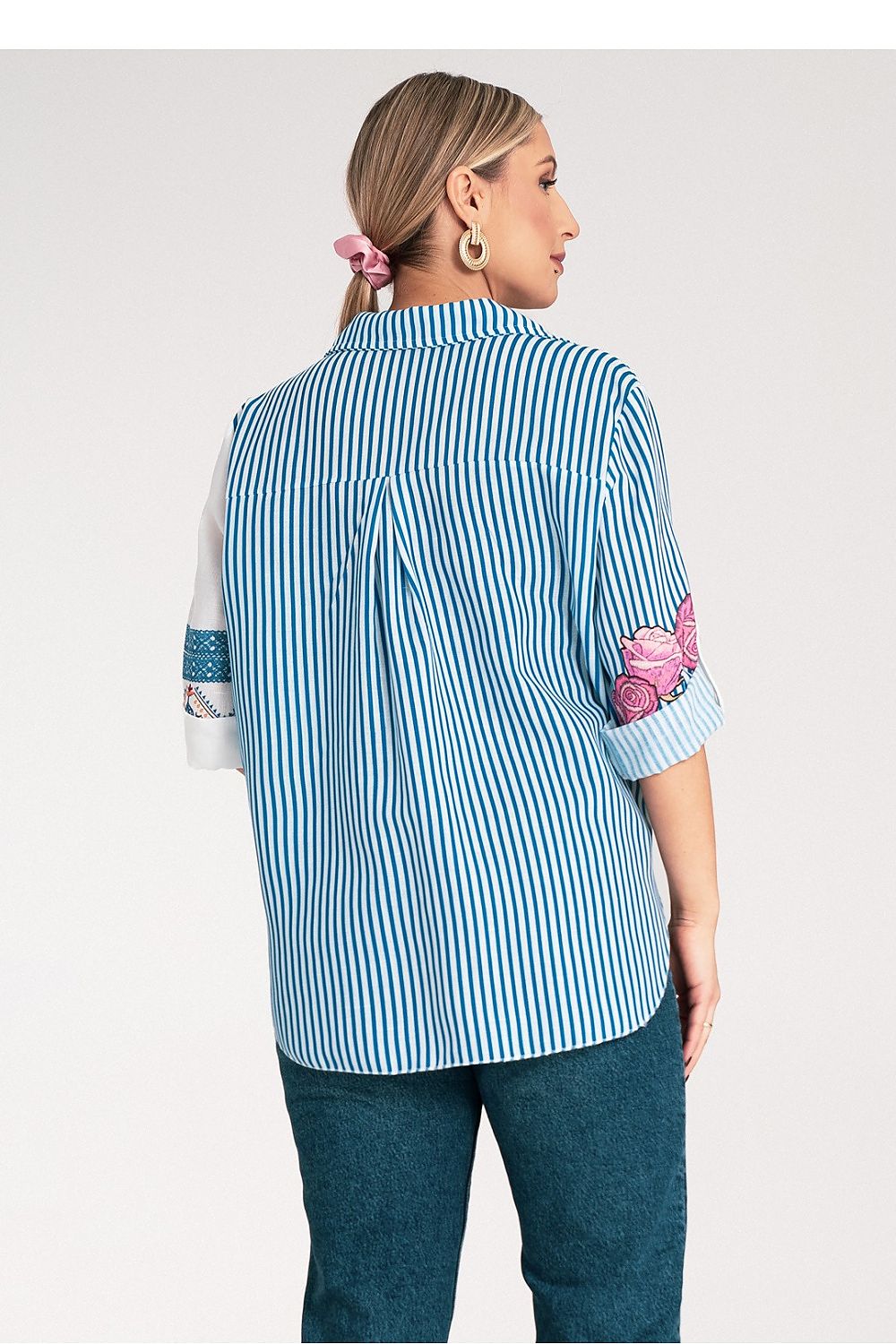 Anibe Lifestyle - Skjorta med asymmetriskt mönster och broderade detaljer