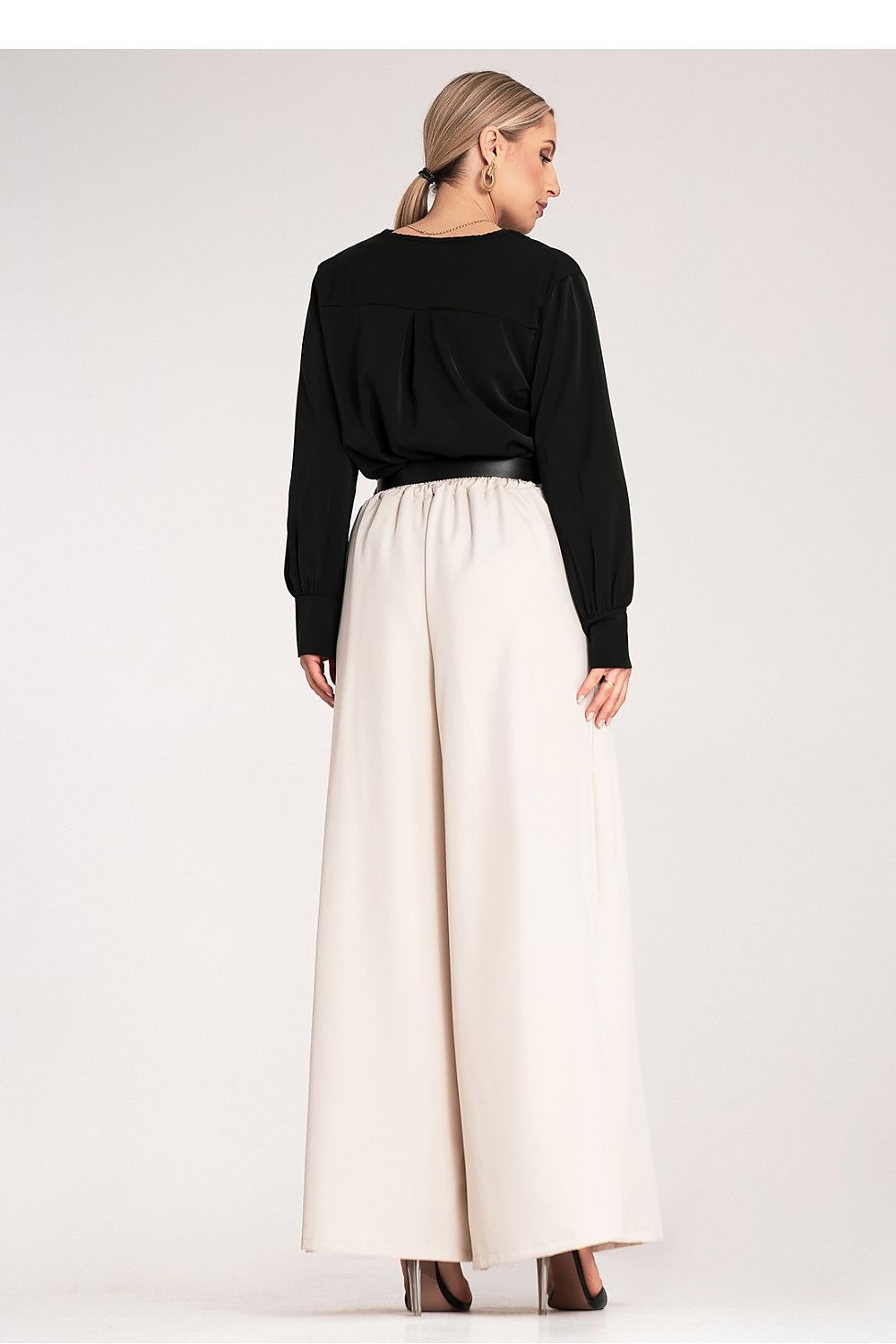 Anibe Lifestyle - Palazzobyxor med high waist, skärp och sidofickor