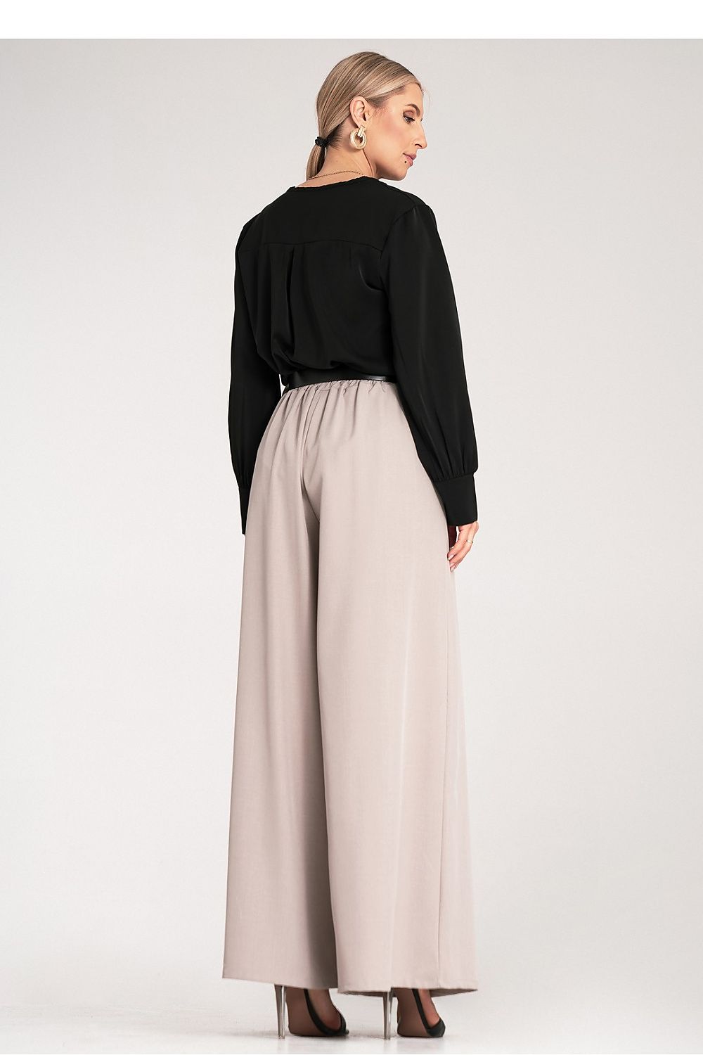 Anibe Lifestyle - Palazzobyxor med high waist, skärp och sidofickor