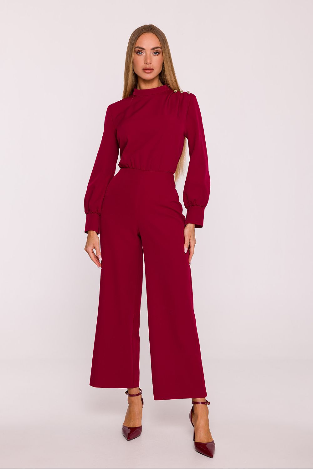 Anibe Lifestyle - Byxdress i matt polyestertyg med polokrage