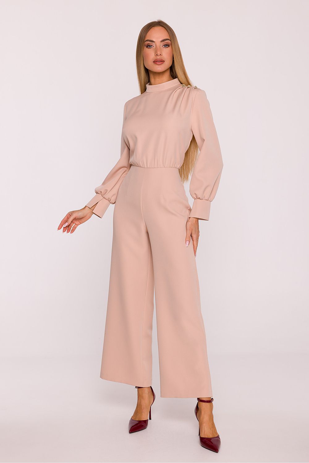Anibe Lifestyle - Byxdress i matt polyestertyg med polokrage
