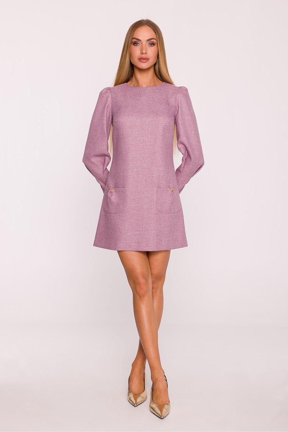 Anibe Lifestyle - Miniklänning i tweed med smyckesrosetter