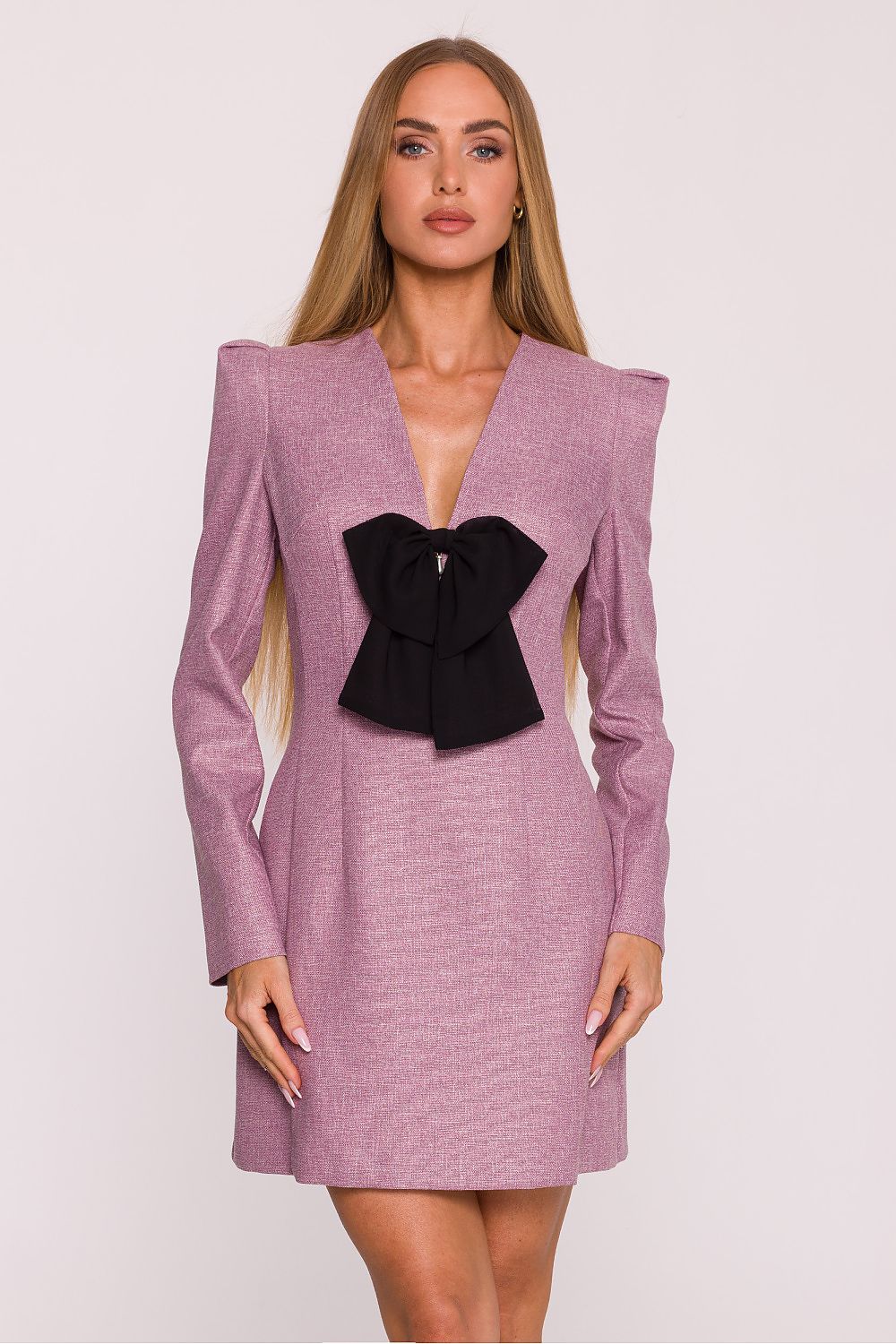Anibe Lifestyle - Miniklänning i tweed med chiffongrosett