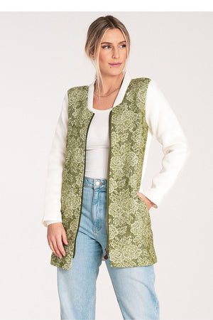 Anibe Lifestyle - Väst med blommigt mönster och dragkedja