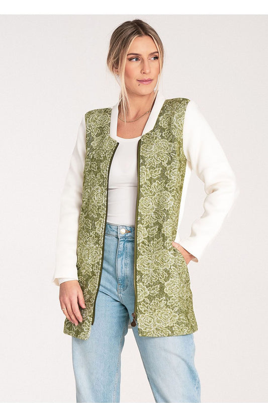 Anibe Lifestyle - Väst med blommigt mönster och dragkedja