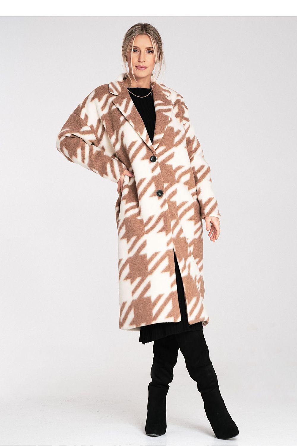 Anibe Lifestyle - Oversize kappa med pied-de-poule