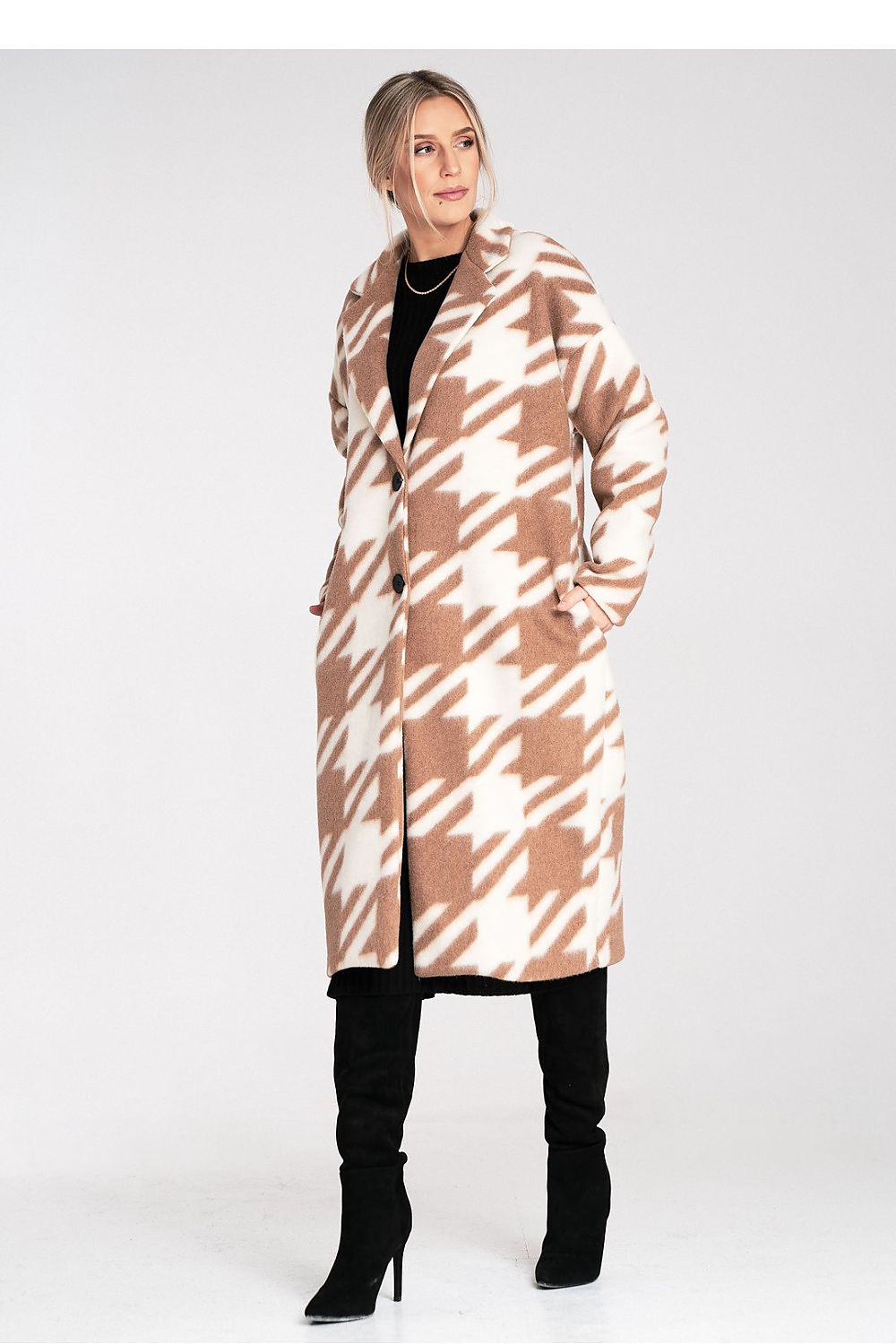 Anibe Lifestyle - Oversize kappa med pied-de-poule