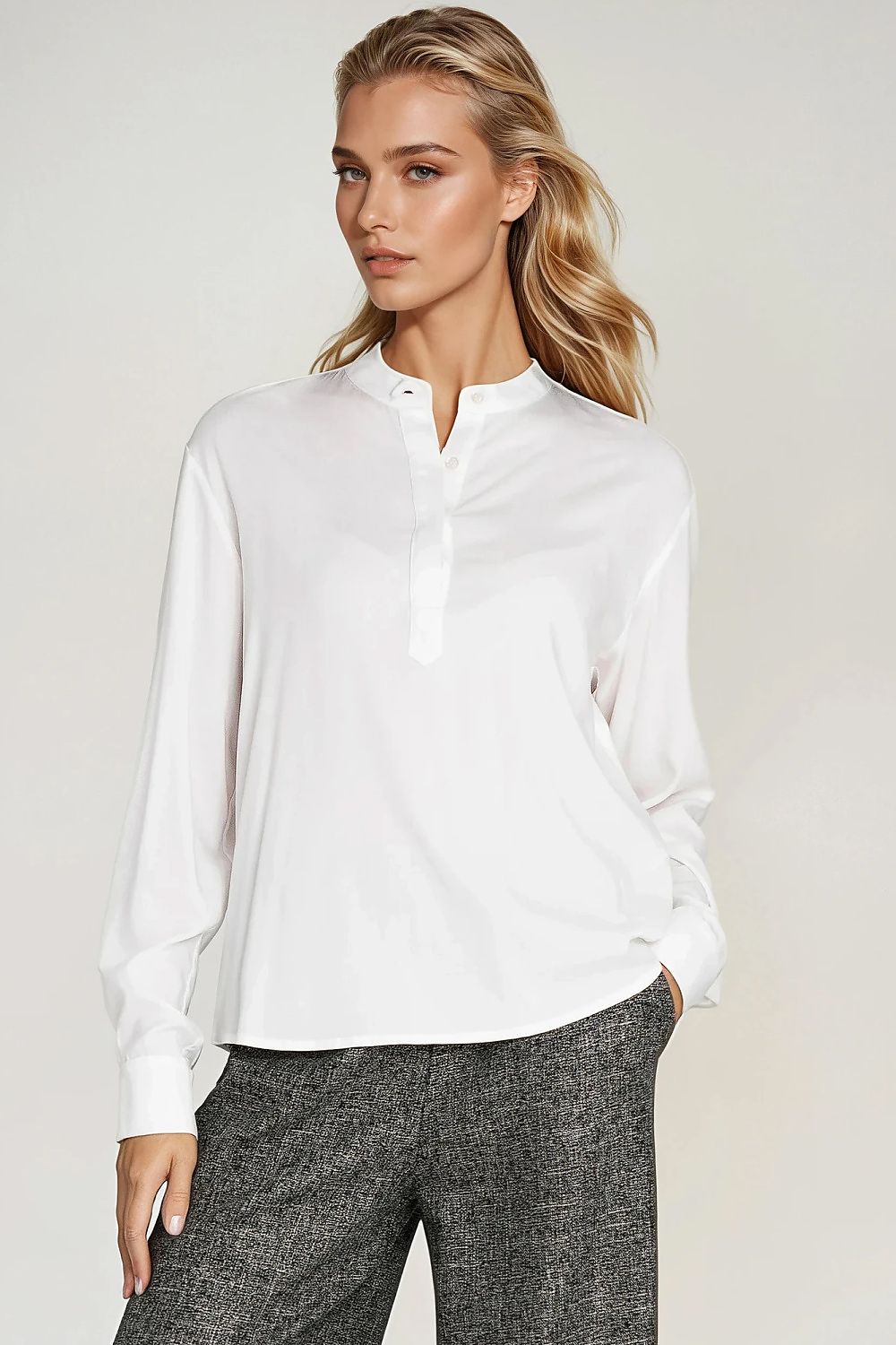 Anibe Lifestyle - Oversized blus med polokrage och långa ärmar